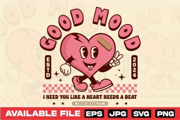 Heart Cartoon Character Graphic for T-Shirt Designs