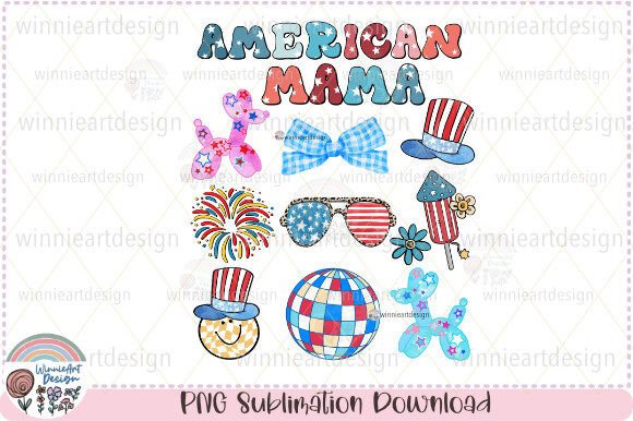 Reviewing the 'American Mama Retro Party' PNG for Client Designs