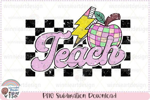 Teacher Retro Checkered Pink: A Graphic Design Asset for Modern T-Shirt Designs